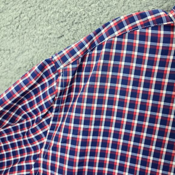 UNTUCKit Men's Blue Red Check Button Up Performance Shirt Stuhlmuller Size L - Picture 2 of 12